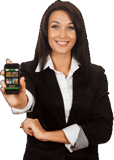 Woman holding phone showing Springbok Casino